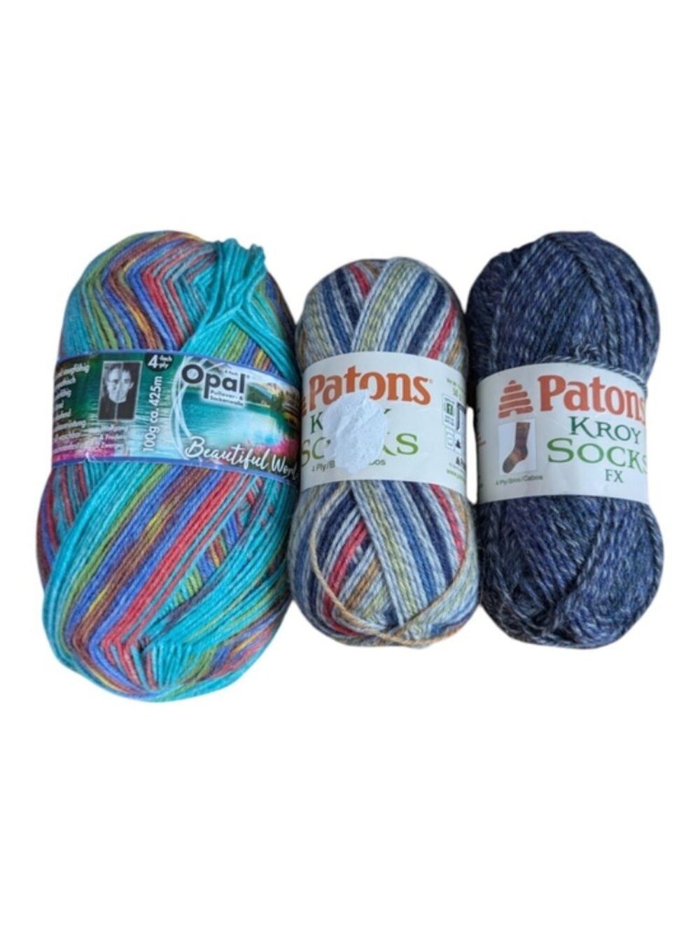New 3 Skeins of Wool Blend Sock Yarn Patons and Opal Brands